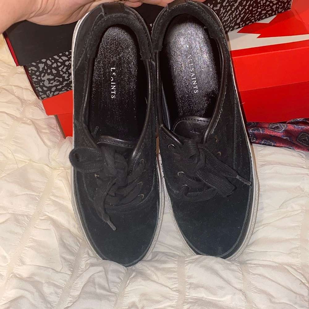 All saints black suede sneakers